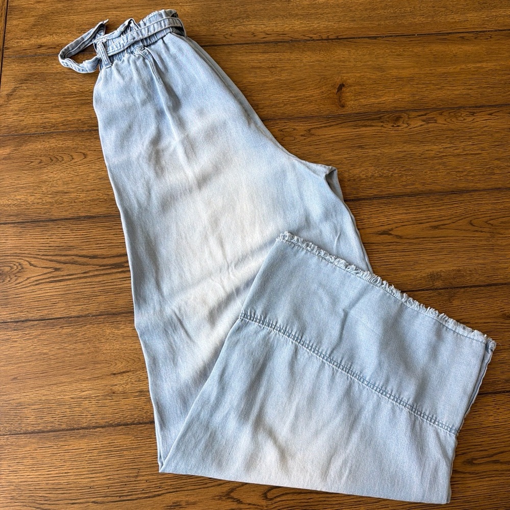 Zenana Outfitters Light Blue Elastic Ruffle Waist Pants - Picture 2 of 3